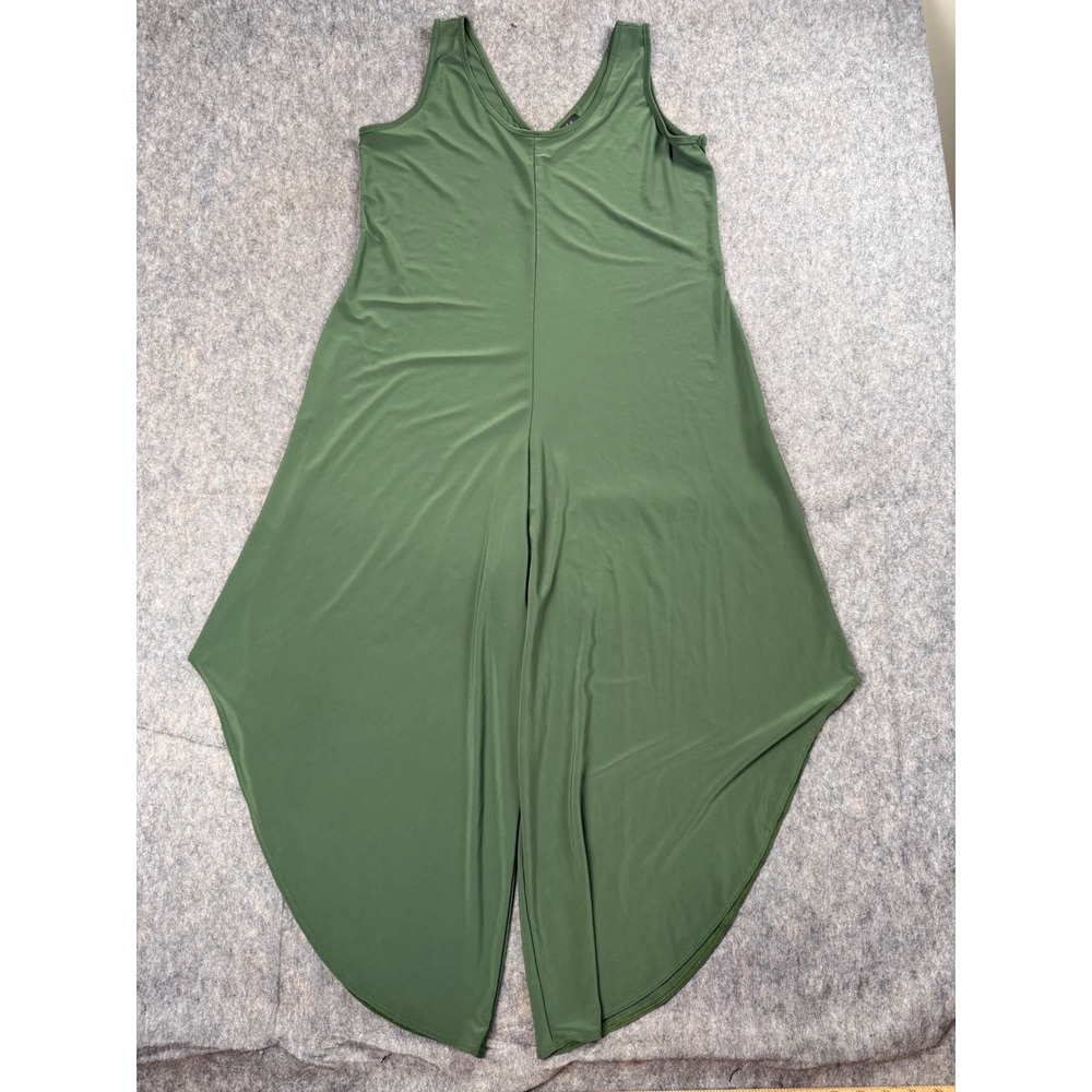 Nicole Miller Jumpsuit Women M Green Wide Leg Tulip Hem Sleeveless Chic Festival